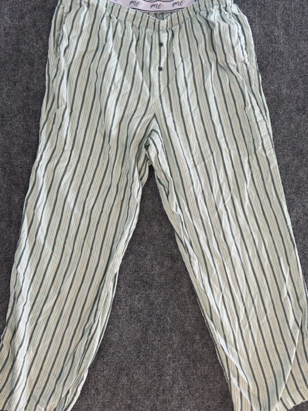 PINK Victoria's Secret Light Green Striped Lounge Pants - Size XL